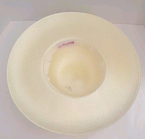 Vintage Marionette Wide Brim Womens Hat W/ Box Ivory Floral Ribbon 15" - Picture 11 of 11