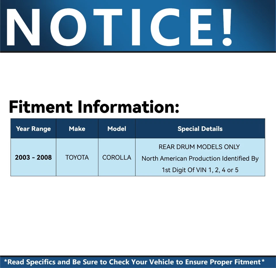 Rotores delanteros tambores traseros + pastillas de freno y zapatas para Toyota Corolla 2003 2004-2008 Foto 3 de 4