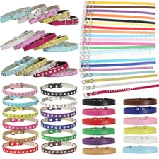 Adjustable Pet Dog Collar Shiny Rhinestone Safety Buckle Neck Strap Cat Collar ⭐
