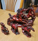 New ListingVintage 4 Rare Wild Horses Running Galloping Sculpture Figure Mandarin Red Resin