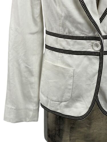NEXT LINEN giacca blazer donna taglia media 12 bianco e nero EU40 - Foto 5 di 12