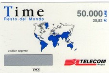 CARTA BASE TELECOM INTERNAZIONALE C&C 6551 TIME BLU RESTO DEL MONDO + FOGLIO FOT