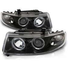 Fari Angel Eyes LED Nero per Seat Leon 1M/Toledo 1999 al 2004