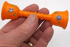 Vintage Orange Plastic Barbell Shaped Baby Rattle  Video