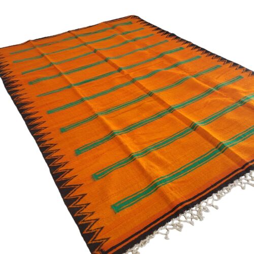 Vintage Handmade Moroccan Flat Weave Kilim Rug Berber Area Azilal Tribal Wool - Picture 8 of 24