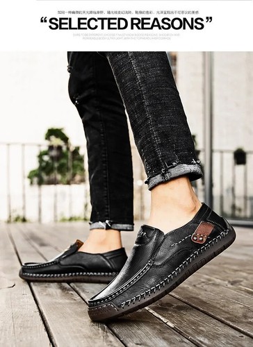 Men's Genuine Leather Handmade Casual Loafers Breathable Slip on Driving Shoes - 第 20/26 張圖片
