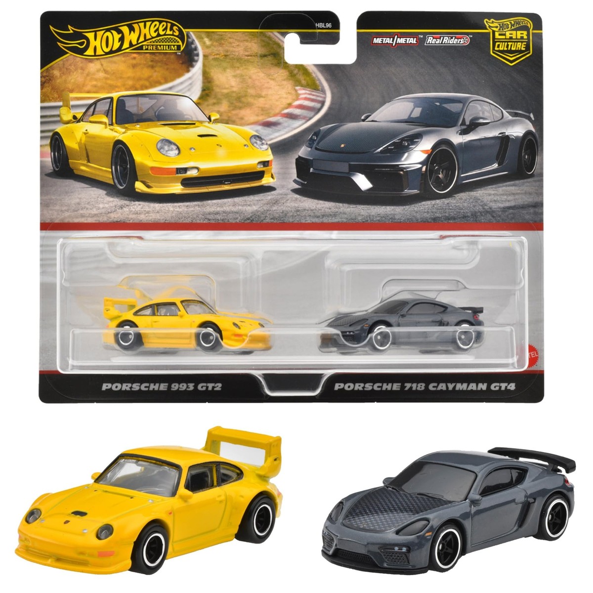Hot Wheels HRR82 Premium 2 Pack Porsche 993 GT2/Porsche 718 Hot Wheels HRR82 Premium 2 Pack Porsche 993 GT2/Porsche 718