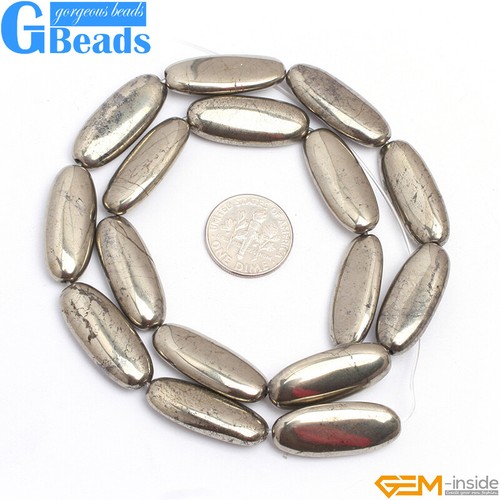 Piedras preciosas naturales ovaladas cuentas de pirita gris plata espaciador hilo para hacer joyas 15" - Imagen 25 de 27