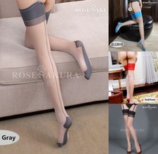 Rose Sakura Retro Style 2 Tone Back Seamed Stockings Thigh High Ultra-thin 0906
