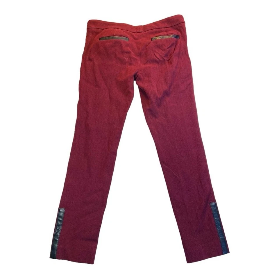 Banana Republic Sloan burgundy slim ankle pants faux leather pocket trim 4 - Image 2 of 4