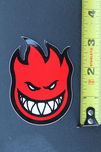 SPITFIRE Wheels Grey Evil Smile Fire Flame Face OG Vintage Skateboarding STICKER - Imagen 1 de 6