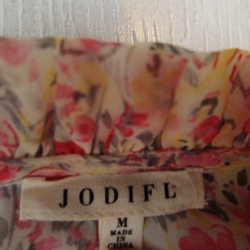 Jodifl Blouse M Flouncy Contrast Floral Top Embroidery Hippie Boho Shirt puff - Picture 10 of 16