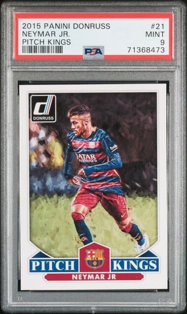 Neymar Jr. #21 Soccer Cards 2015 Panini Donruss Pitch Kings trading card — raw and PSA graded price guide