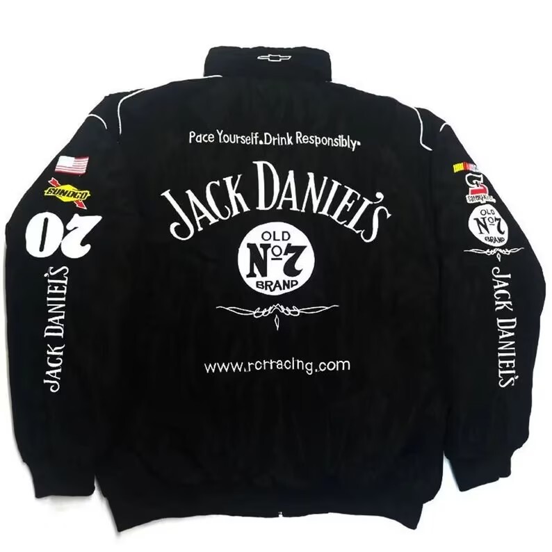 Jack Daniel's ナスカー レーシングジャケット ブラック Vintage Black Jack Daniels Nascar F1 Racing Embroidery