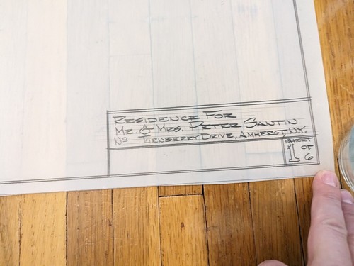 6 Architectural Hand Drawings Exterior Interior 30"x22.5" New York Estate Find 4 - Picture 2 of 24