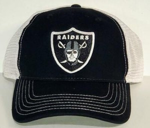 Las Vegas Raiders Cap Classic Nfl Patch Logo Retro Snap Back Blk White New Ebay