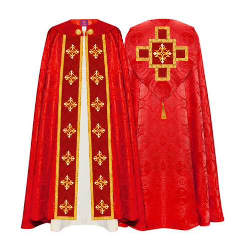 Liturgical Gothic Cope Vestment with Cross and Matching Stole - Picture 11 of 28