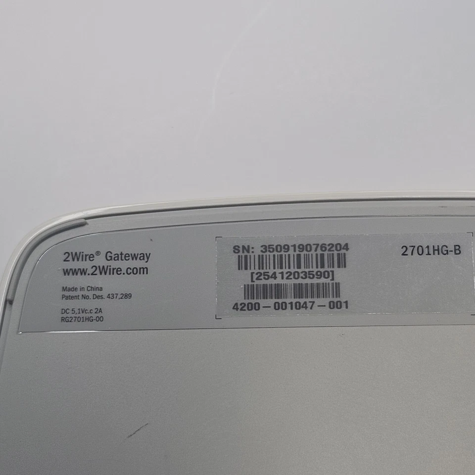 AT&T 2Wire 2701HG-B Wireless DSL Gateway Modem Router w/ Power Adapter - UNTESTE - Image 3 of 4