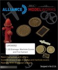 1/35 accessoires modèle drainage, couvercles de trous d'homme et bouche d'incendie LW35052