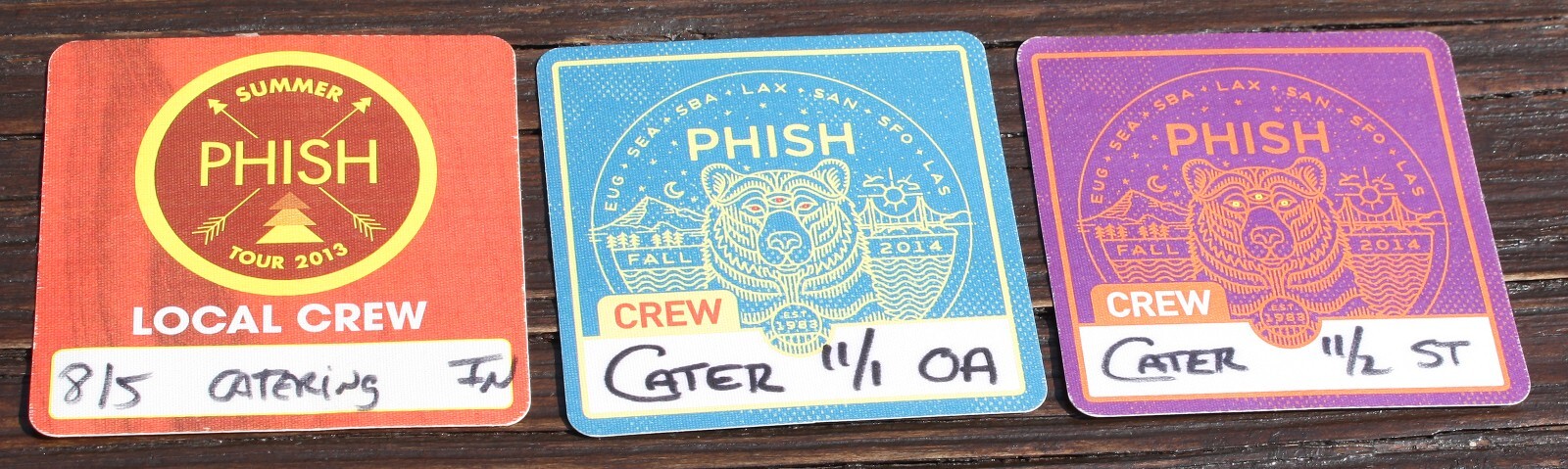3- Phish Back Stage Pass (used) 2013/2014