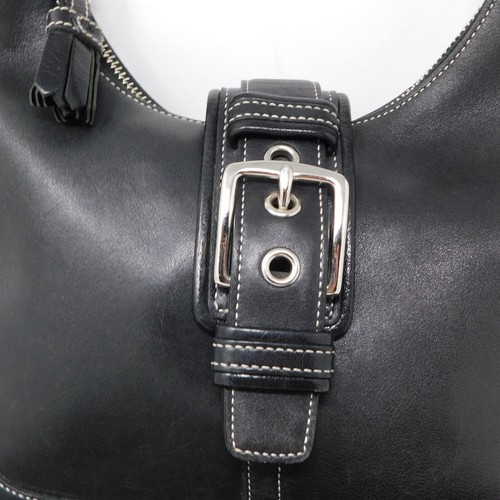 Coach Hampton borsa a tracolla in pelle nera con fibbia 7462 - Foto 2 di 8