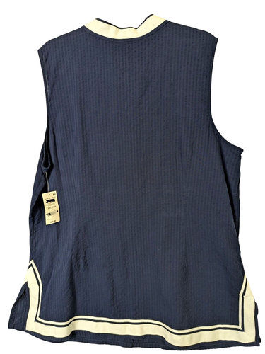 Charter Club Plus size XXL Blue Cotton Nautical V Neck Shirt Top Maritime Muse - Picture 10 of 13