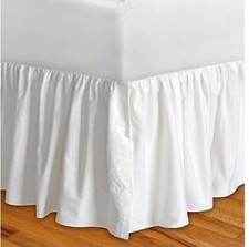 3 Side Solid White Dust Ruffle Open Corner Bed Skirt 650 TC Cotton All Size/Drop