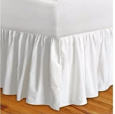 3 Side Solid White Dust Ruffle Open Corner Bed Skirt 650 TC Cotton All Size/Drop