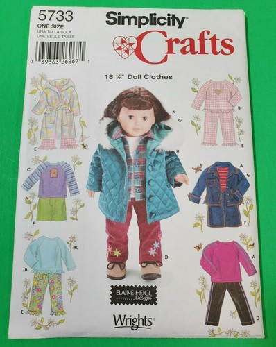 Lot 4 Sewing Pattern 18 1/2" Doll Clothes Simplicity 3551-1711 Crafts 5733-4786 - Picture 5 of 10