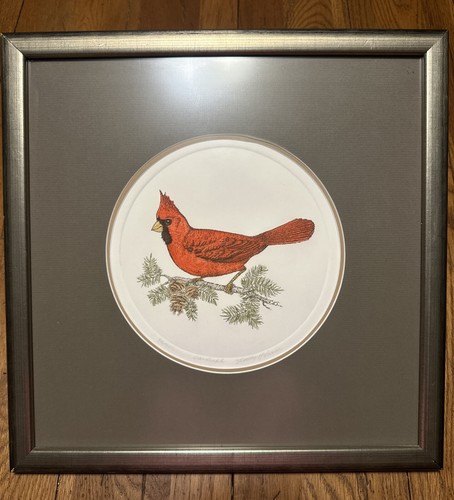RARE Hand Colored Print By Martha Hinson Signed “Cardinal” 42/350 Certified