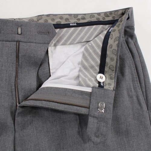 Hiltl NWT Flat Front Dress Pants Size 52 36 US Dayne Solid Gray Wool Blend - Picture 3 of 12