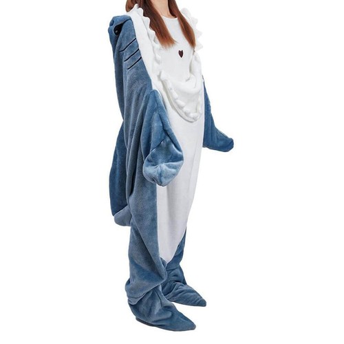 Shark Blanket Hoodie Adult, Wearable Shark Blanket, Shark Sleeping Bag - Picture 11 of 42