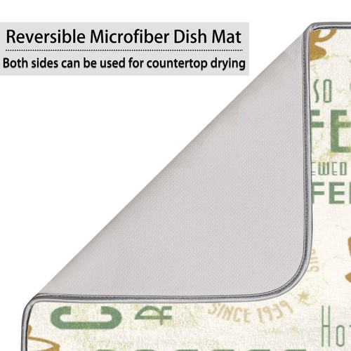 Dish Drying Mat for Kitchen Counter Absorbent Coffee Bar Mat Dish Drainer Rac... - Picture 5 of 8
