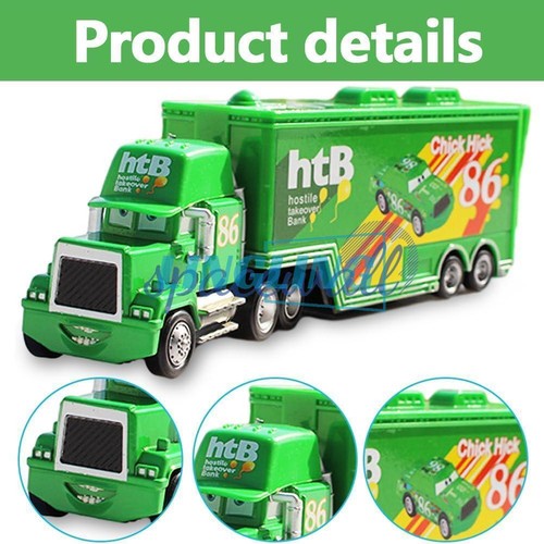 Set of 2 Disney Pixar Cars No.86 Chick Hicks Truck &Car Diecast Toys 1:55 Car - Afbeelding 15 van 17