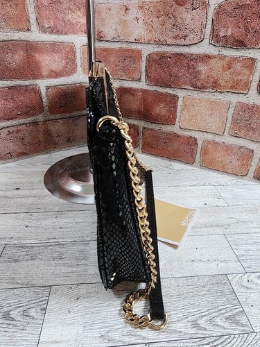 Michael Kors Black Emossed Snake Skin Print Clutch/Shoulder Bag - Picture 7 of 11