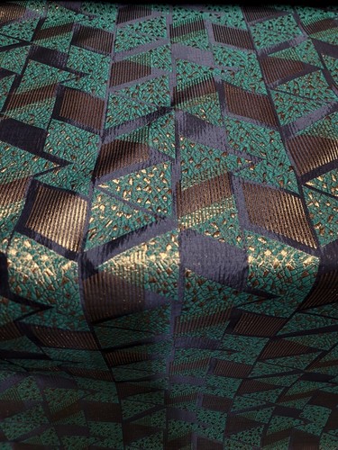 HUNTER GREEN BROCADE JACQUARD FABRIC BY YARD GOLD METALLIC BLACK TEXTURED - Picture 10 of 11