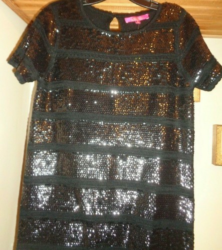 CATHERINE MALANDRINO BLACK SEQUINED FRONT "OLIVE" KNIT DRESS NWT $188 SZ S - Imagen 5 de 10
