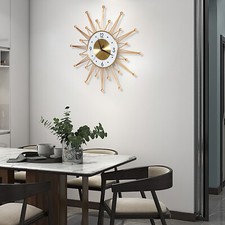 50CM Retro Metal Art Sunburst Clock Mid Century Modern Wall Vintage Clock Decor