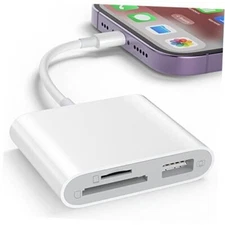 SD Card Reader for iPhone, Memory Card Reader with USB Camera Adapter Plug and 