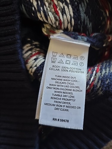 JARVIS ARCHER ~ Size 4 ~ 1/4 Zip ~ Turtleneck Sweater ~ Cotton ~ BLUE Fair Isle - Picture 6 of 7