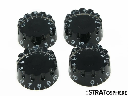 *NEW 4 CONTROL KNOBS for Gibson Les Paul 6mm Shaft Push On Speed Black Knurled