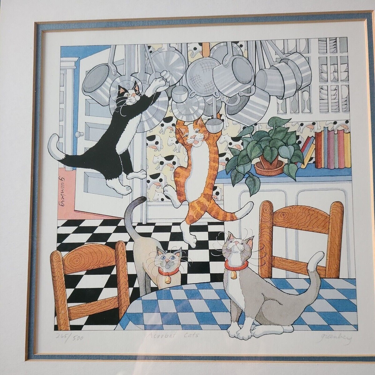 キャット　リトグラフ　KAREN LBING Frances Greenberg Print Signed 265/500 