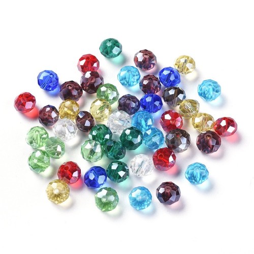 700PCS Glass Beads Faceted Rondelle Mixed Color 8mm Jewelry Beading Supplies - Picture 1 of 3