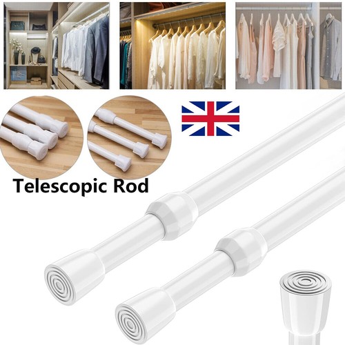 Telescopic Net Voile Tension Curtain Rail Pole Rod Rods Extendable Spring Loaded - Picture 2 of 19