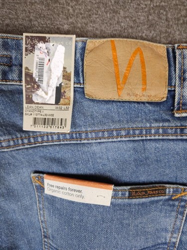 NWT NUDIE JEANS LEAN DEAN CYANOTYPE II Mid Rise Size 32x32 Medium Wash Denim - Picture 16 of 16