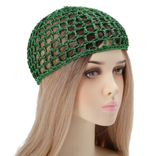 Women Solid Stretch Crochet Hat Mesh Net Lightweight Nightcap Hair Accessories - Picture 17 of 21