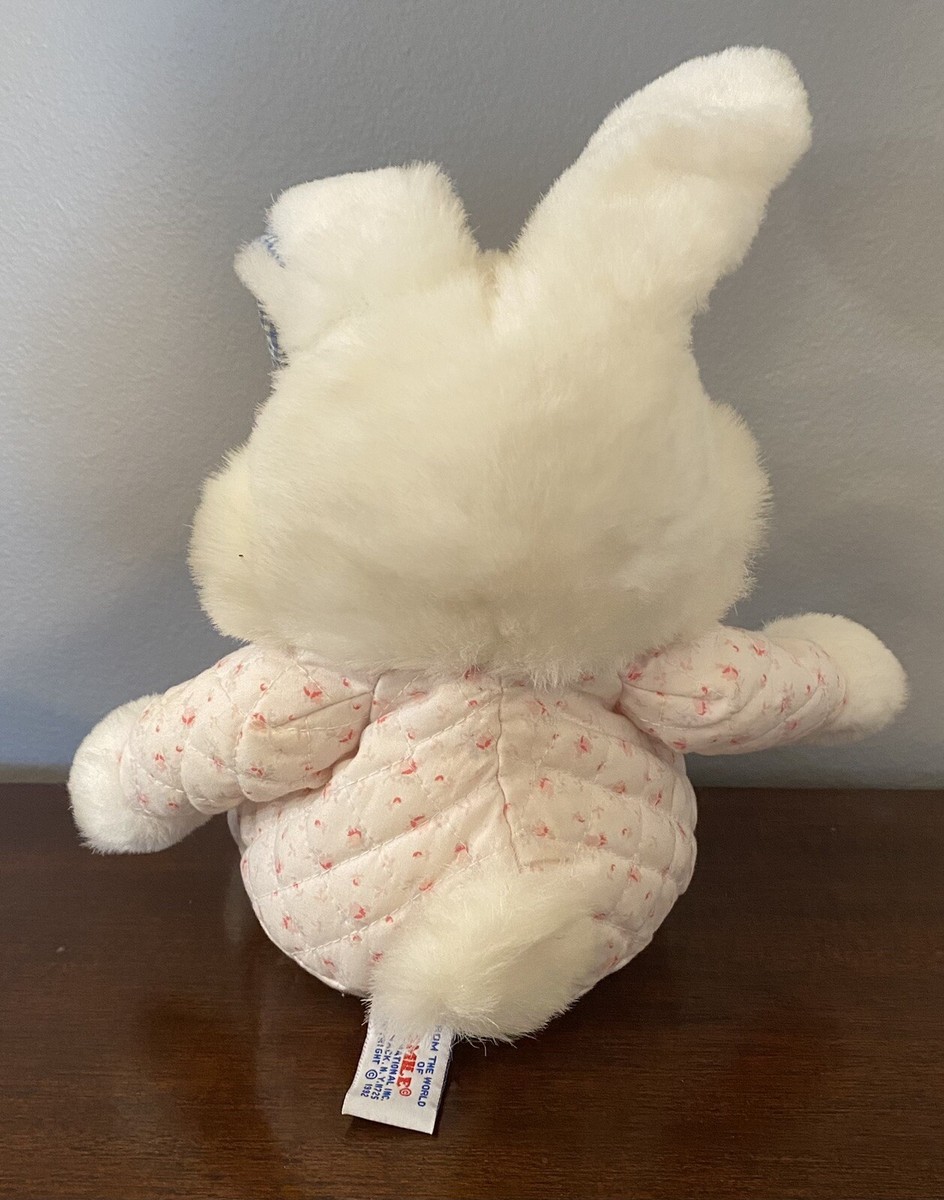 ぬいぐるみ white_bunny Vintage 1992 Plush World Of Smile International White Quilted