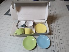 IKEA DUKTIG 8 Piece Cup/Saucer Playset 4 Colors Kid Toys Dishes Porcelain In Box