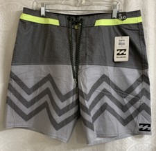 Men  s Billabong Board Shorts Size 36 Platinum X NWT Gray With Neon Stripe