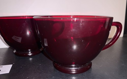 4 Royal Ruby Red Glass PUNCH CUPS Anchor Hocking Vintage - Picture 2 of 6